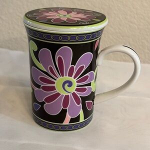 Vera Bradley Floral Mug with Lid - Purple, Green